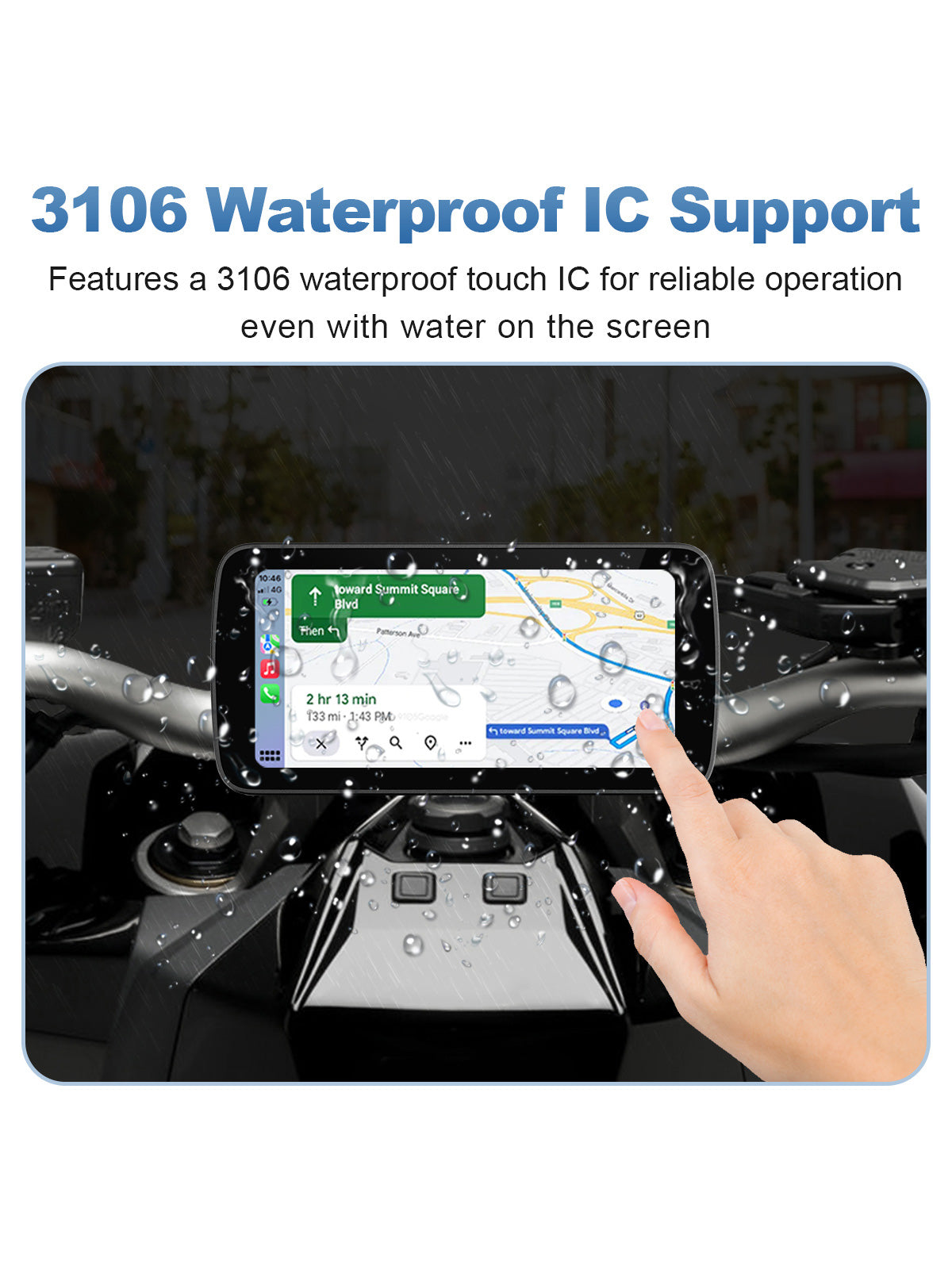 Linkifun MT5A motorcycle navigation screen with 3106 waterproof touch IC support