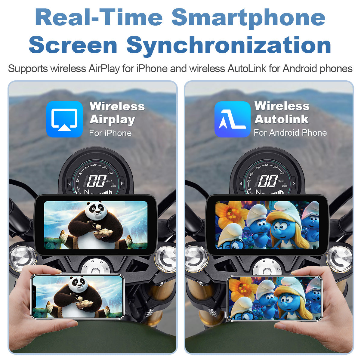 Linkifun™ MT5 / MT5A 6.25" Motorcycle Navigation Display with Wireless CarPlay, Android Auto, Screen Mirroring, Universal Mount (Optional DVR, GPS & TPMS)