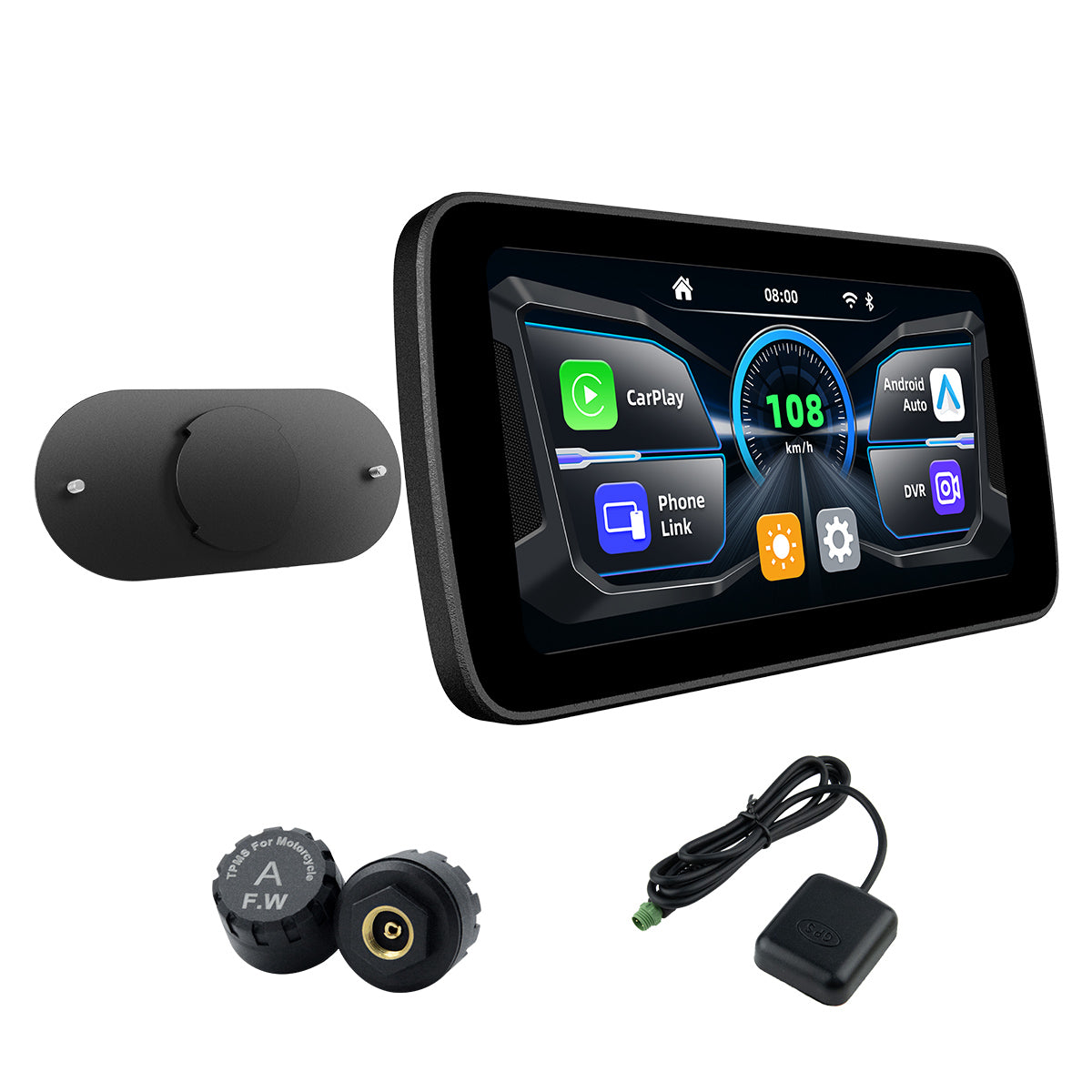 Linkifun™ MT5 / MT5A 6.25" Motorcycle Navigation Display with Wireless CarPlay, Android Auto, Screen Mirroring, Universal Mount (Optional DVR, GPS & TPMS)