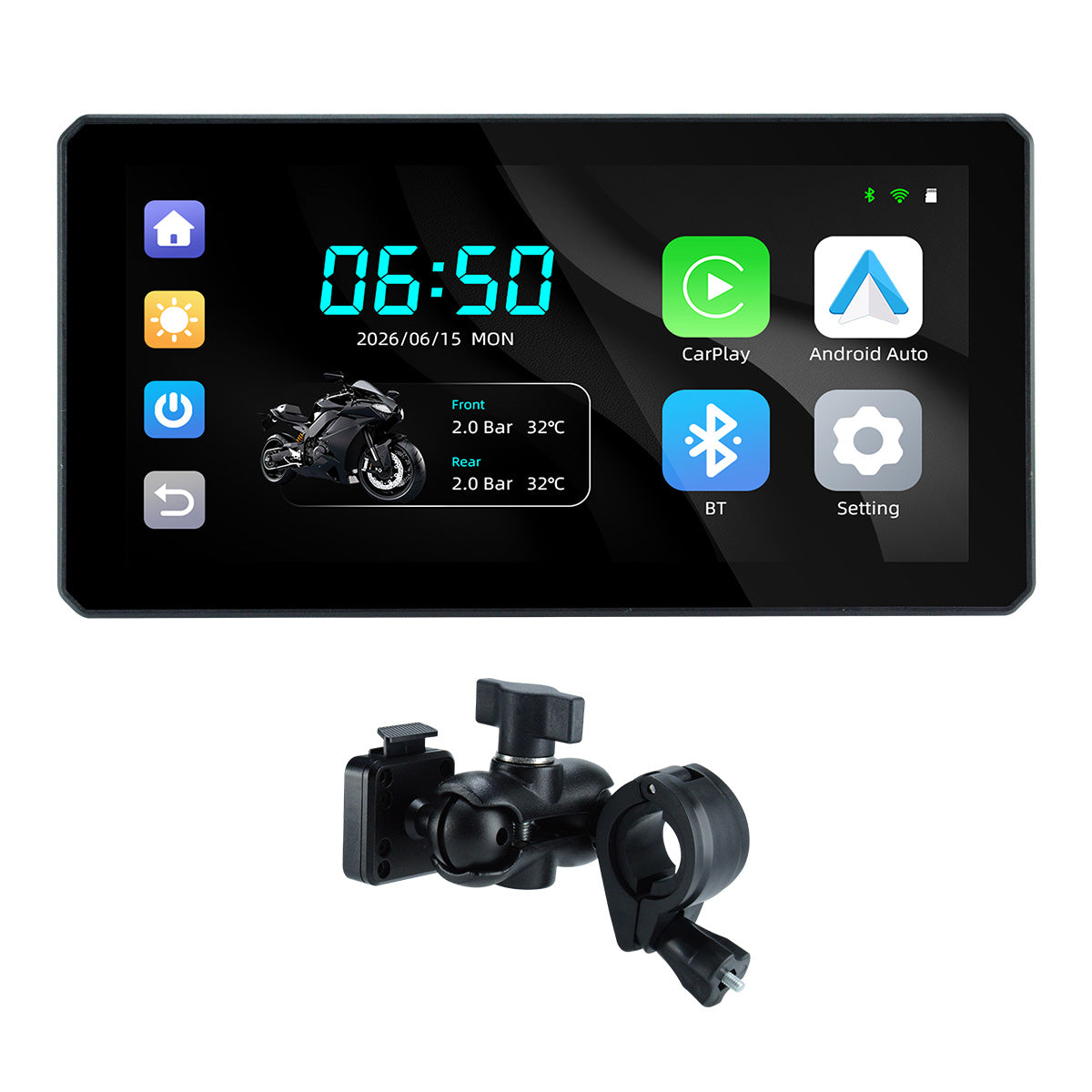 Linkifun™ MT6 6" Motorcycle Navigation Screen with Wireless CarPlay & Android Auto, GPS Navigation, Bluetooth 4.2 & Optional TPMS