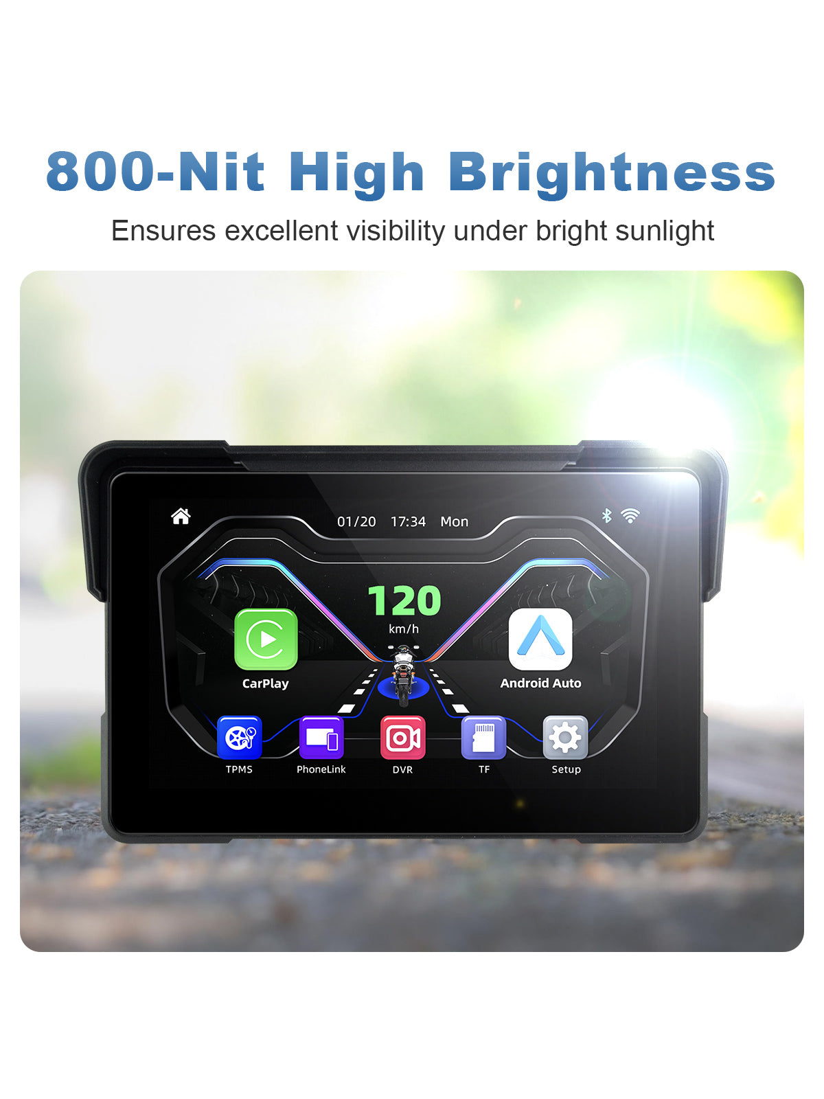 linkifun mt7 motorcycle dash cam motorcycle 800 nit high brightness IPS touchscreen display interface