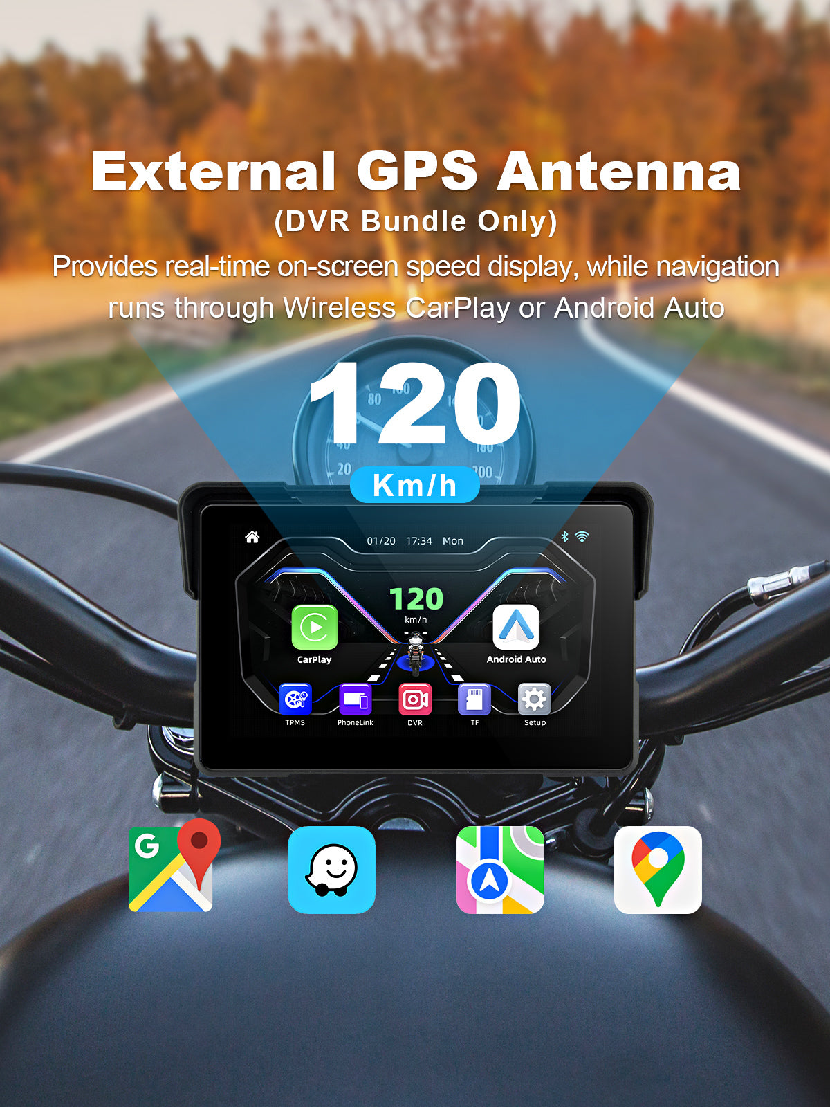 linkifun mt7 motorcycle dash cam motorcycle external GPS antenna real time speed display interface