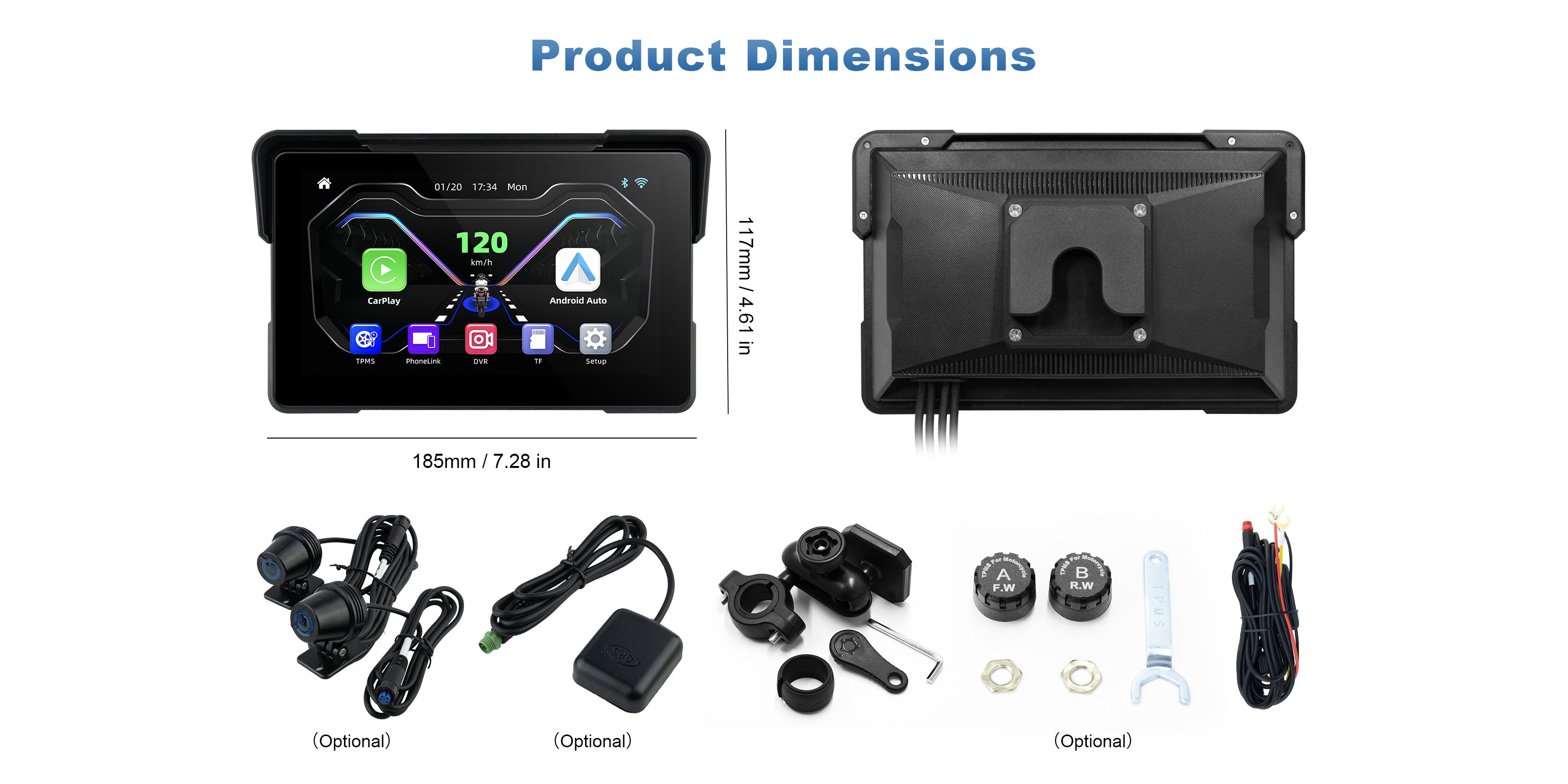 Linkifun MT7 motorcycle dash cam specifications parameter chart mobile view