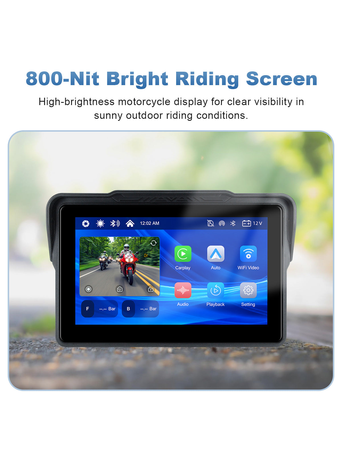 Linkifun MT7A 7 inch motorcycle navigation screen with DVR and 800 nit sunlight-readable bright display