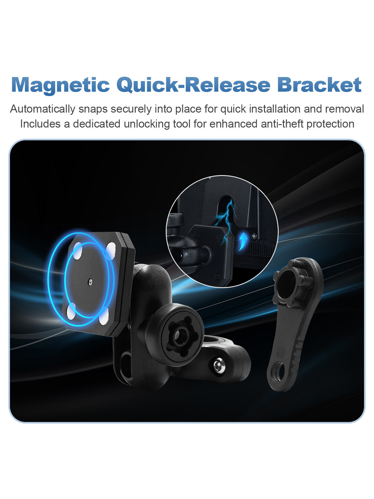 Linkifun MT7A 7 inch motorcycle navigation screen with magnetic anti-theft bracket and quick-release mount