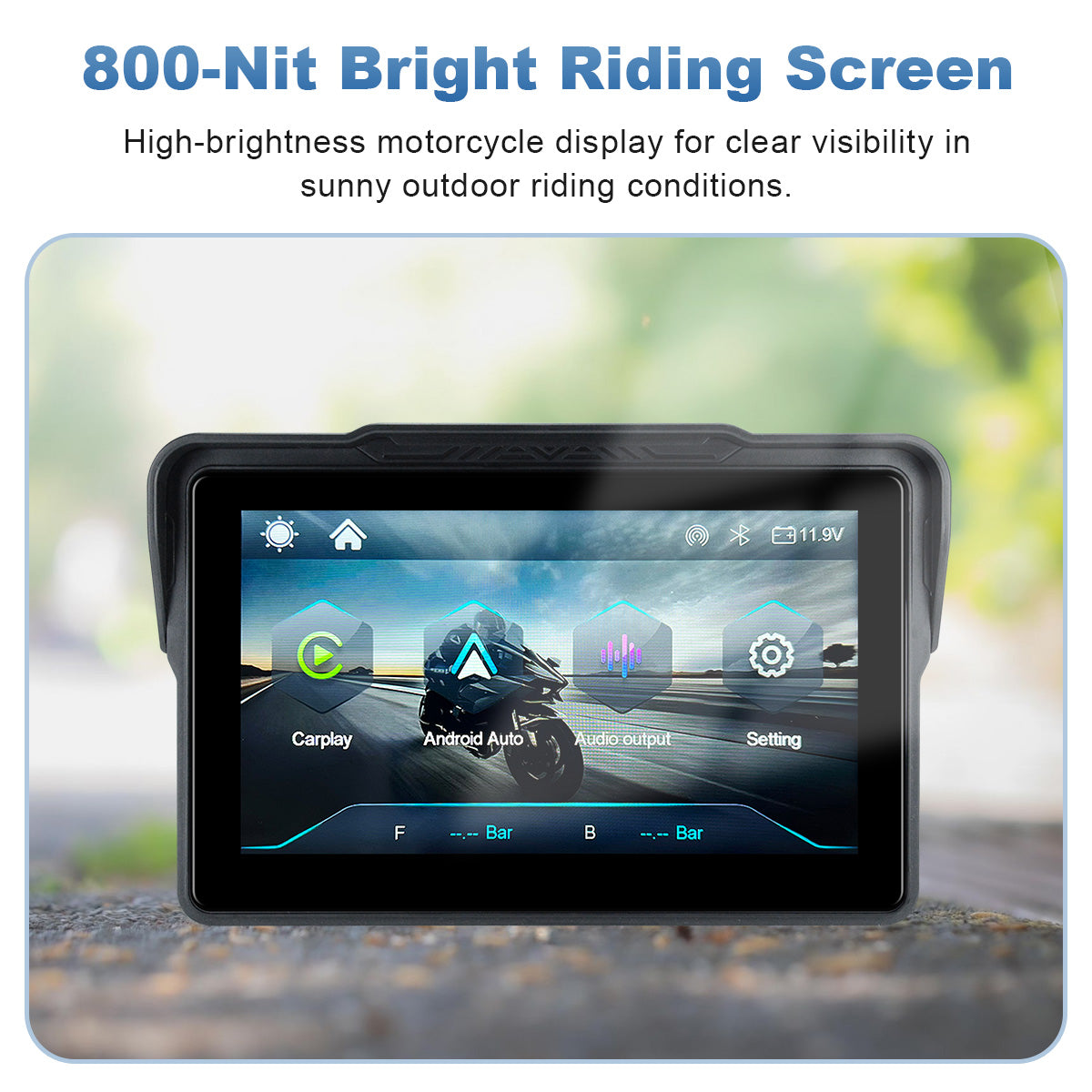 Linkifun™ MT7A 7" Motorcycle Navigation Screen with Wireless CarPlay & Android Auto, Portrait & Landscape Mode, Optional TPMS, USB Power