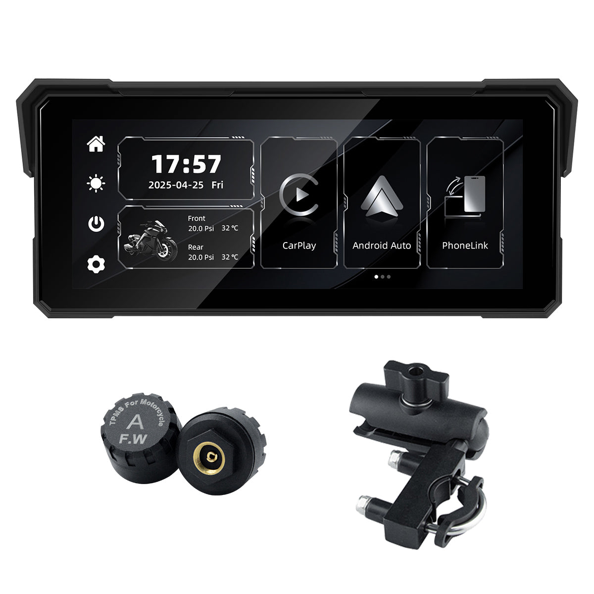 Linkifun™ MT81 8.1" Motorcycle CarPlay Navigation Screen with Wireless Android Auto, Screen Mirroring, Optional TPMS & DVR