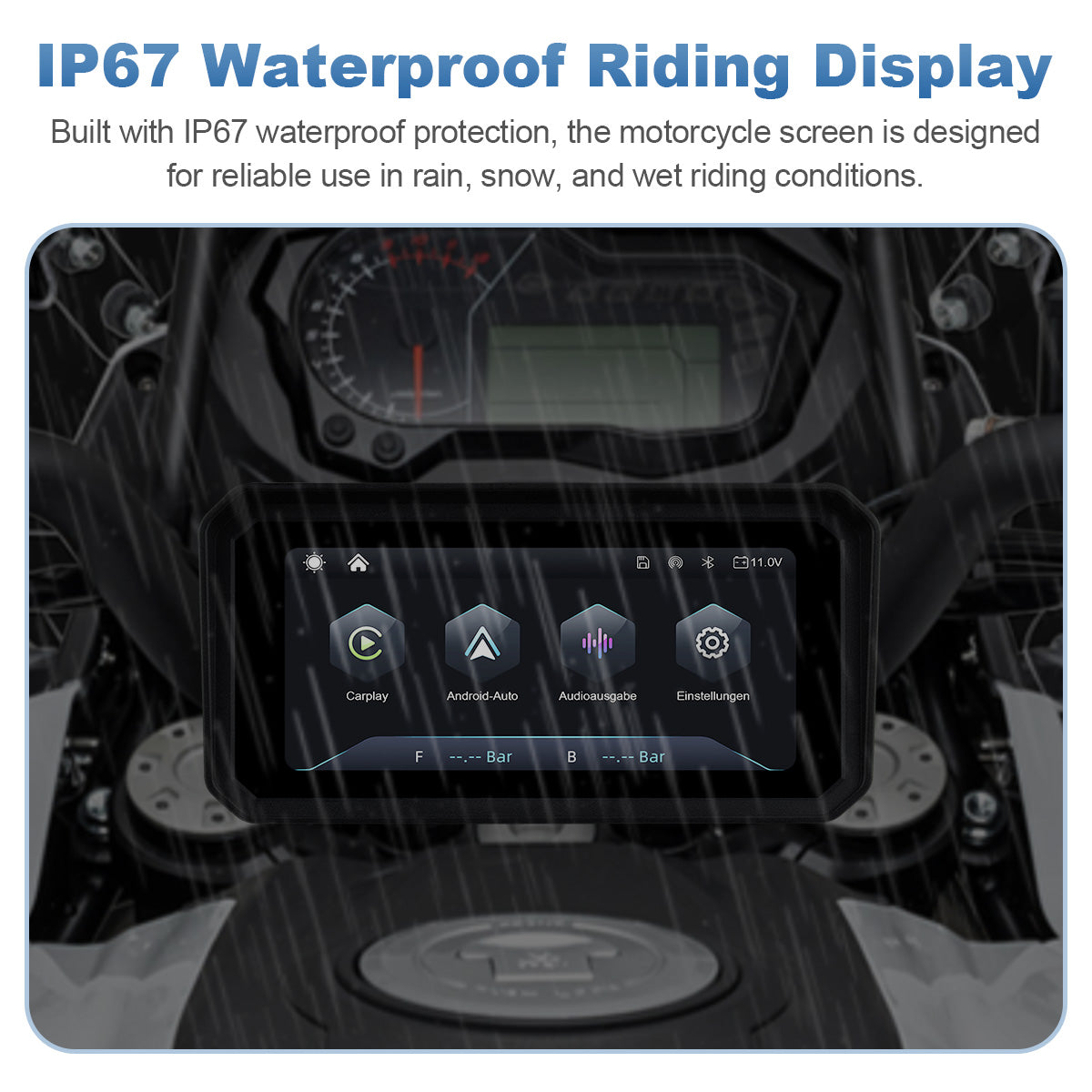 Linkifun™ MT9A 6" Motorcycle Navigation Screen with Wireless CarPlay & Android Auto, Portrait & Landscape Mode, Quick-Release Bracket, Single Bluetooth, Optional TPMS
