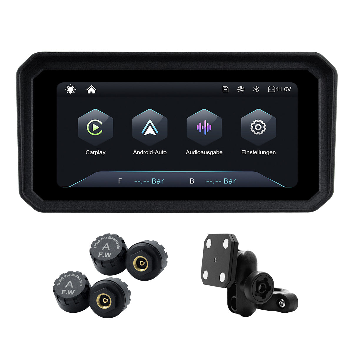 Linkifun™ MT9A 6インチ バイク用ナビゲーション画面(ワイヤレスCarPlay・Android Auto対応、縦向き・横向きモード、Bluetooth 1台接続、TPMS・取り付けブラケットはオプション)