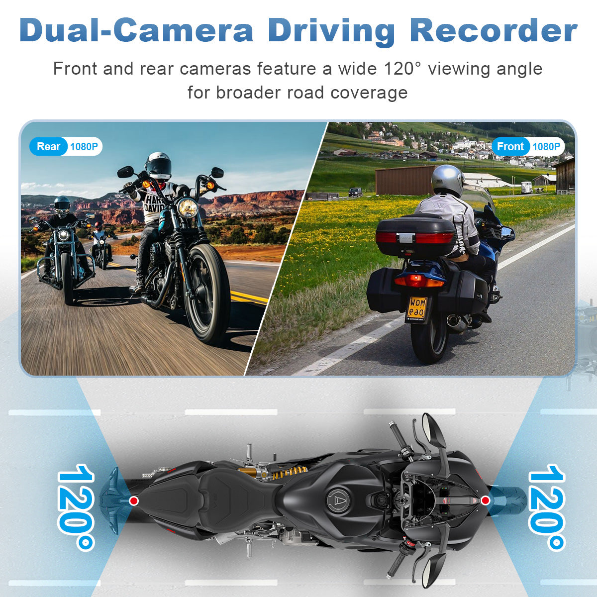 Linkifun™ MT9C-DVR 6" Motorcycle Navigation Screen with Wireless CarPlay & Android Auto, Dual 1080P DVR, TPMS, IP67 Waterproof