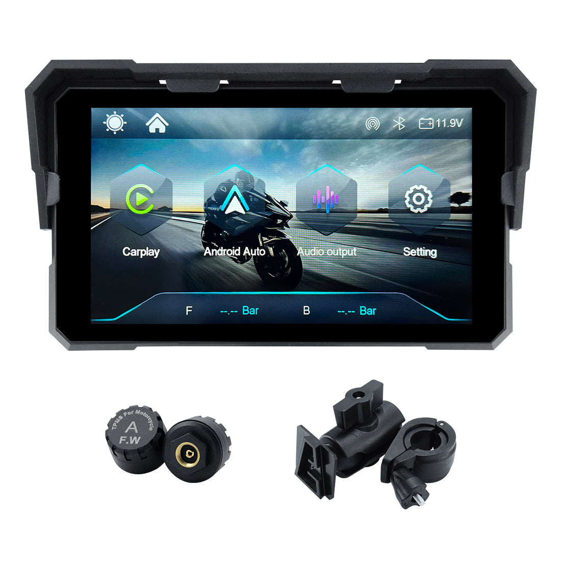 Linkifun™ V5 5" Motorcycle Navigation Screen – Wireless CarPlay & Android Auto, Portrait/Landscape Mode, Optional DVR & TPMS, USB Power