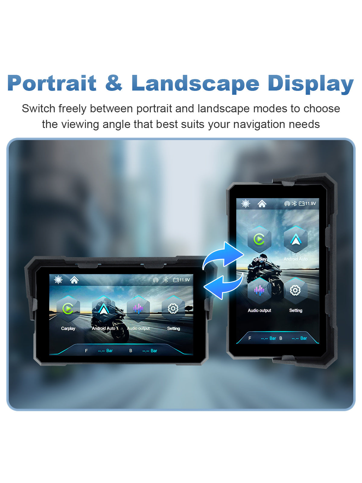 Linkifun V5 5 inch motorcycle display with one-touch portrait and landscape screen rotation for flexible riding views