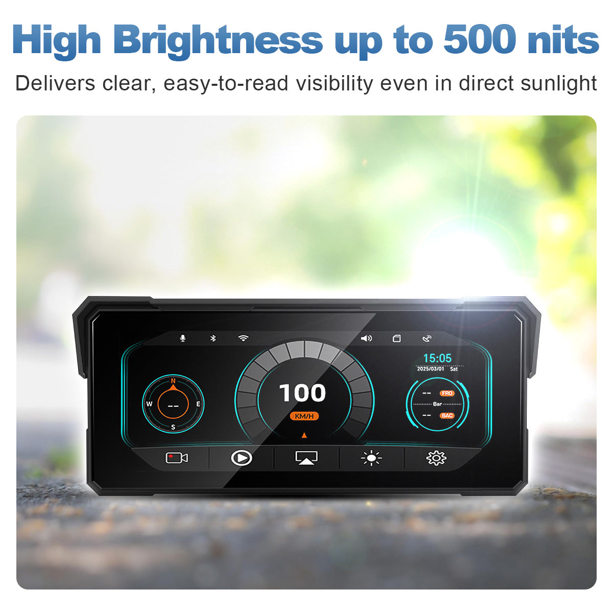 Linkifun™ MT81 8.1" Motorcycle CarPlay Navigation Screen with Wireless Android Auto, Screen Mirroring, Optional TPMS & DVR