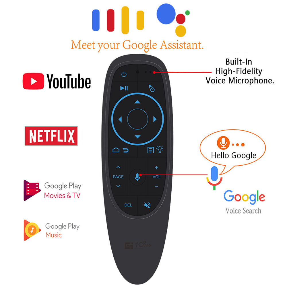 Linkifun™ G10S PRO Wireless Air Mouse Remote with Bluetooth 5.0, USB Port, Google Voice, and Backlit Keyboard – 2.4GHz