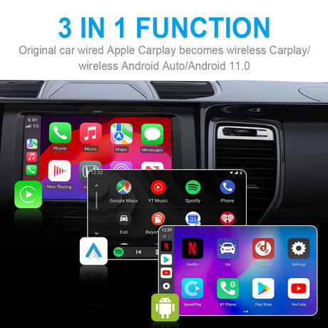 Linkifun G4 Android 11 Smart AI Box 4 in 1 CarPlay & Android Auto Wireless Adapter Support Mirroring
