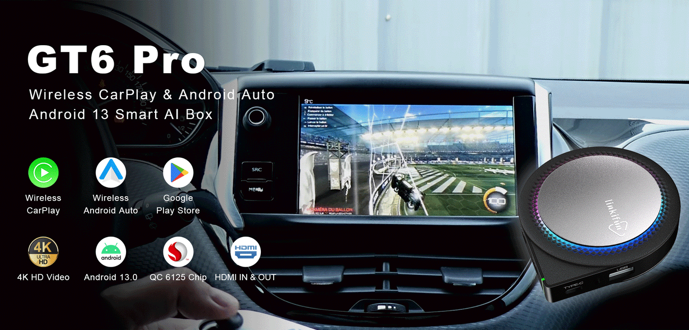 Linkifun GT6 Pro Android 13 Smart AI Box – wireless CarPlay and Android Auto adapter with smooth performance and sleek design