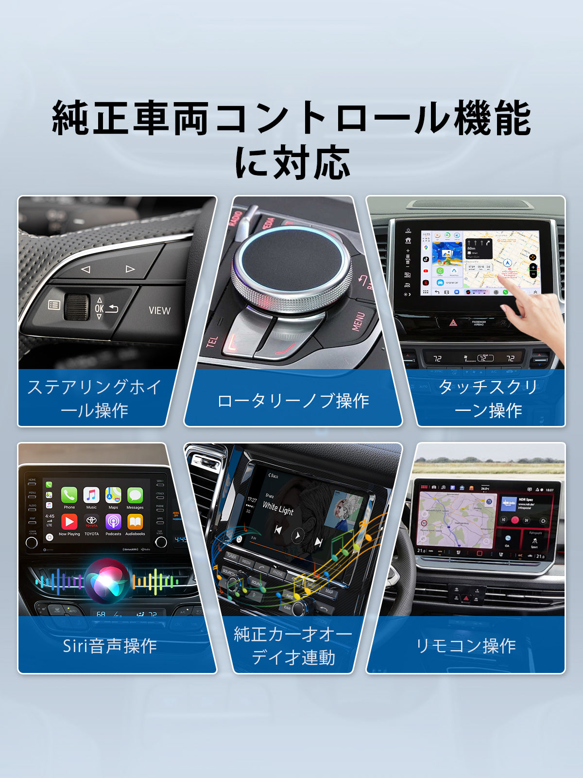 Linkifun GT8D Smart AI Box integrating smoothly with original vehicle touchscreen, steering wheel, voice assistant, and rotary knob controls