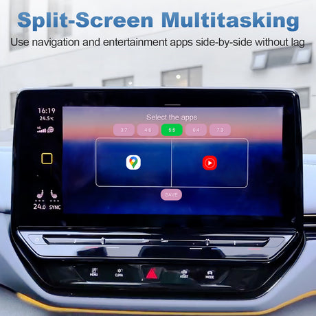 Linkifun GT8D Smart AI Box with customizable split-screen multitasking for using two apps simultaneously
