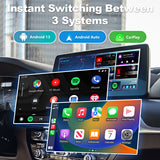 3-in-1 system switching feature of the Linkifun L8 CarPlay Android AI Box, allowing users to choose between Android system, Wireless CarPlay, and Wireless Android Auto.