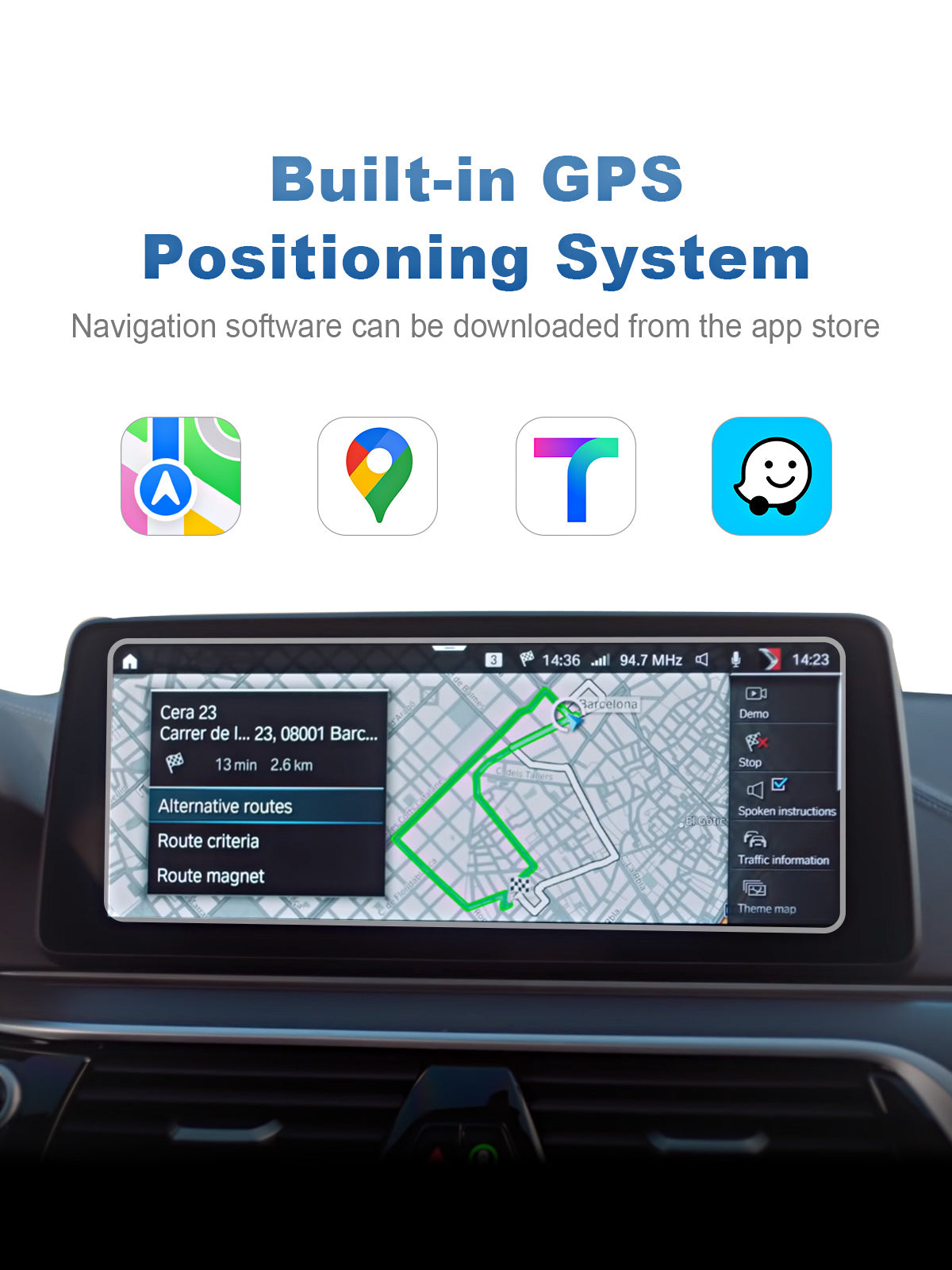 Built-in GPS navigation of the Linkifun L8 CarPlay Android AI Box with GPS, GLONASS, and BeiDou support for accurate real-time navigation.
