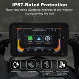 Linkifun M11A motorcycle screen with IP67 waterproof and dustproof protection for reliable use in rain, dust, and extreme temperatures