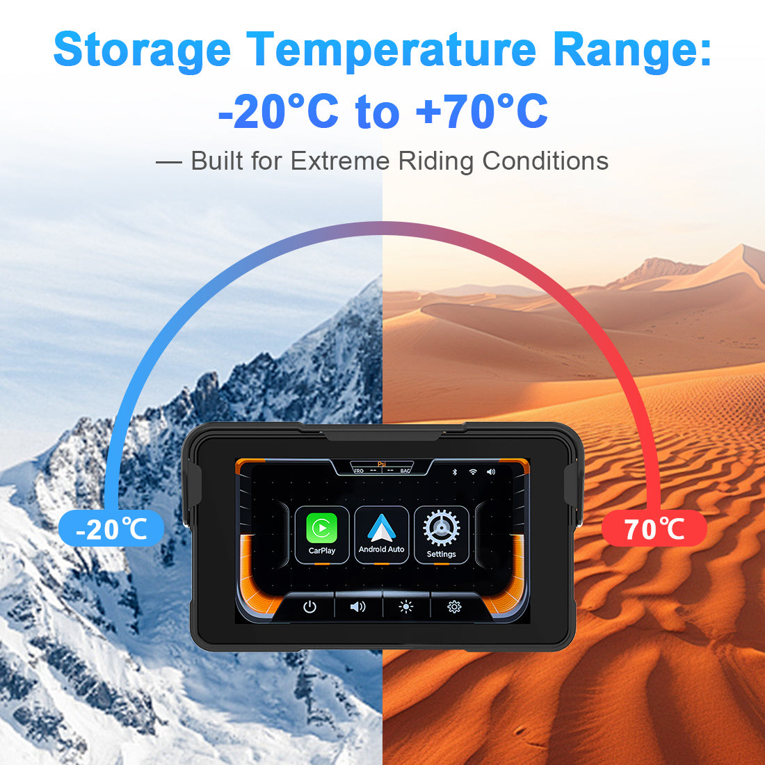 Linkifun™ MT11A 5" Motorcycle Navigation Screen with Wireless CarPlay & Android Auto, IP67 Waterproof, Single Bluetooth, Optional TPMS