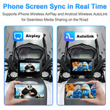 Linkifun MT1A motorcycle screen with wireless screen mirroring via AirPlay and AutoLink for GPS apps, YouTube, and ride data display