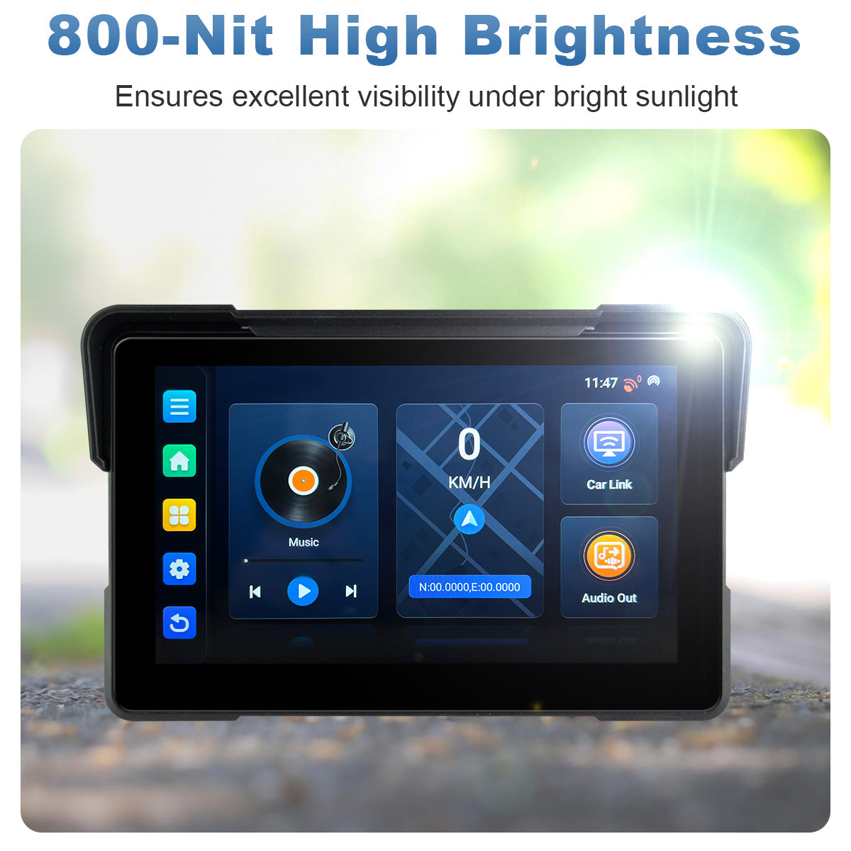 Linkifun™ MT21 7" Android 13 Motorcycle Navigation Screen with Wireless CarPlay/Android Auto, Built-in GPS, Wi-Fi