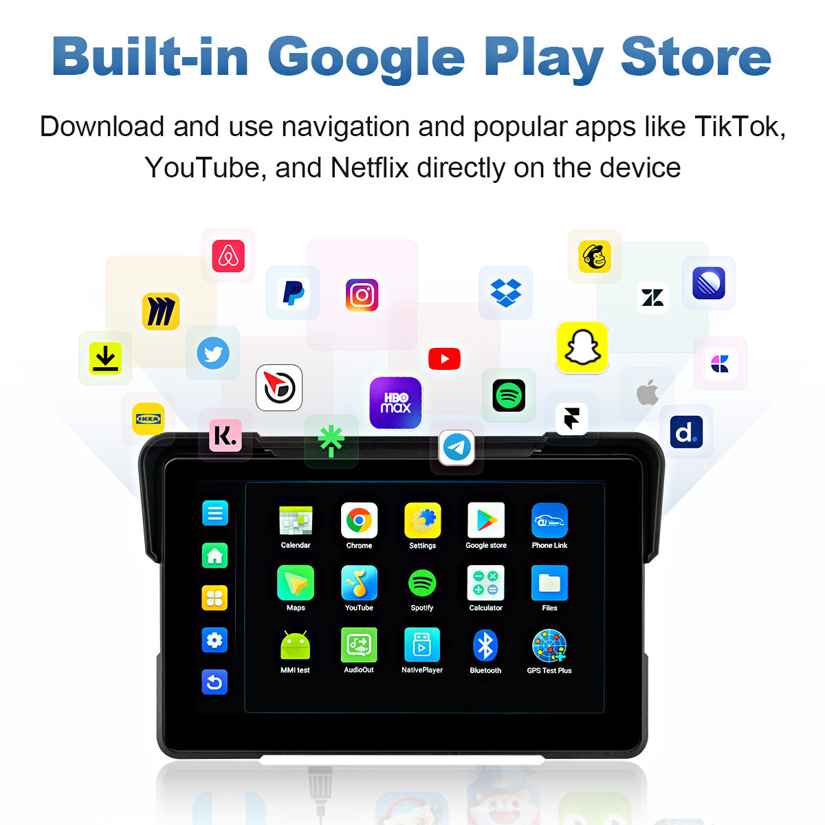 Linkifun™ MT21 7" Android 13 Motorcycle Navigation Screen with Wireless CarPlay/Android Auto, Built-in GPS, Wi-Fi