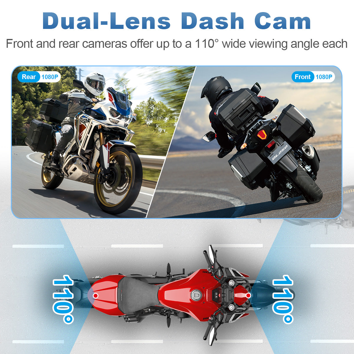 Linkifun™ MT23 6" Motorcycle Dash Cam with Wireless CarPlay/Android Auto, Android 14, SIM Support, TPMS, Odometer, GPS, DVR, Magnetic Mount