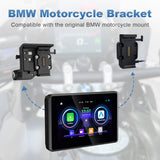 Linkifun MT3A compatible with BMW motorcycle OEM bracket, supporting touchscreen Wireless CarPlay, Android Auto, and phone mirroring. Not compatible with BMW Wonder Wheel control.
