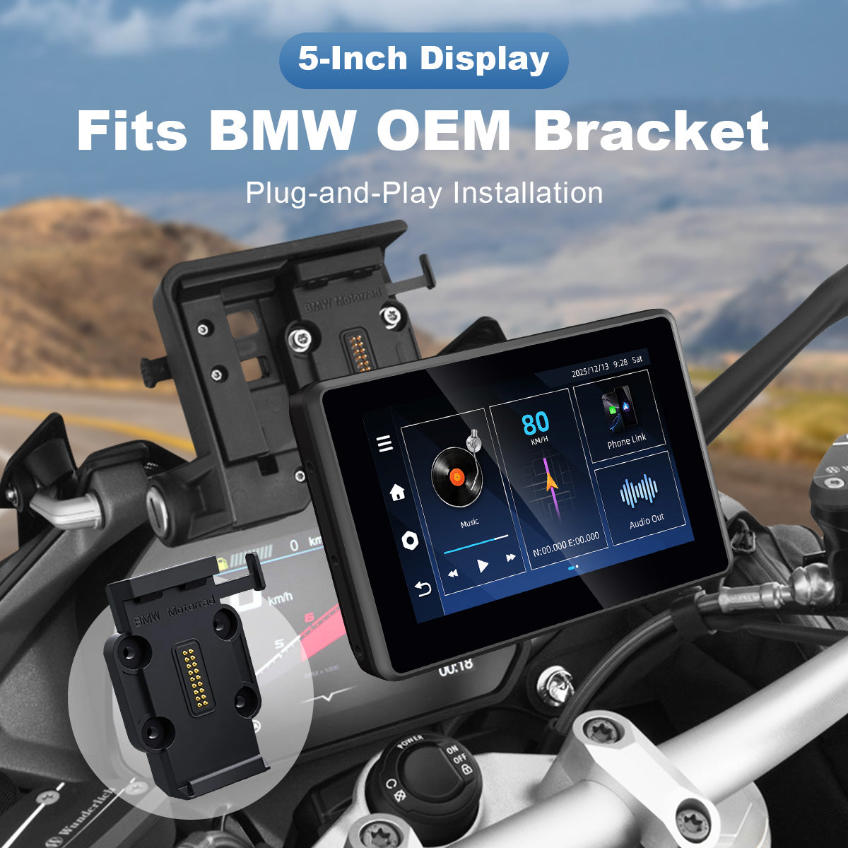 Linkifun™ MT3C 5" BMW Android 14 Smart Digital Display – Google Play, Built-in GPS, Wi-Fi, Wireless CarPlay & Android Auto