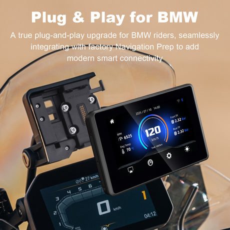 Linkifun MT3 Pro BMW motorcycle display compatible with OEM bracket, offering perfect fit and easy installation without additional adapters.