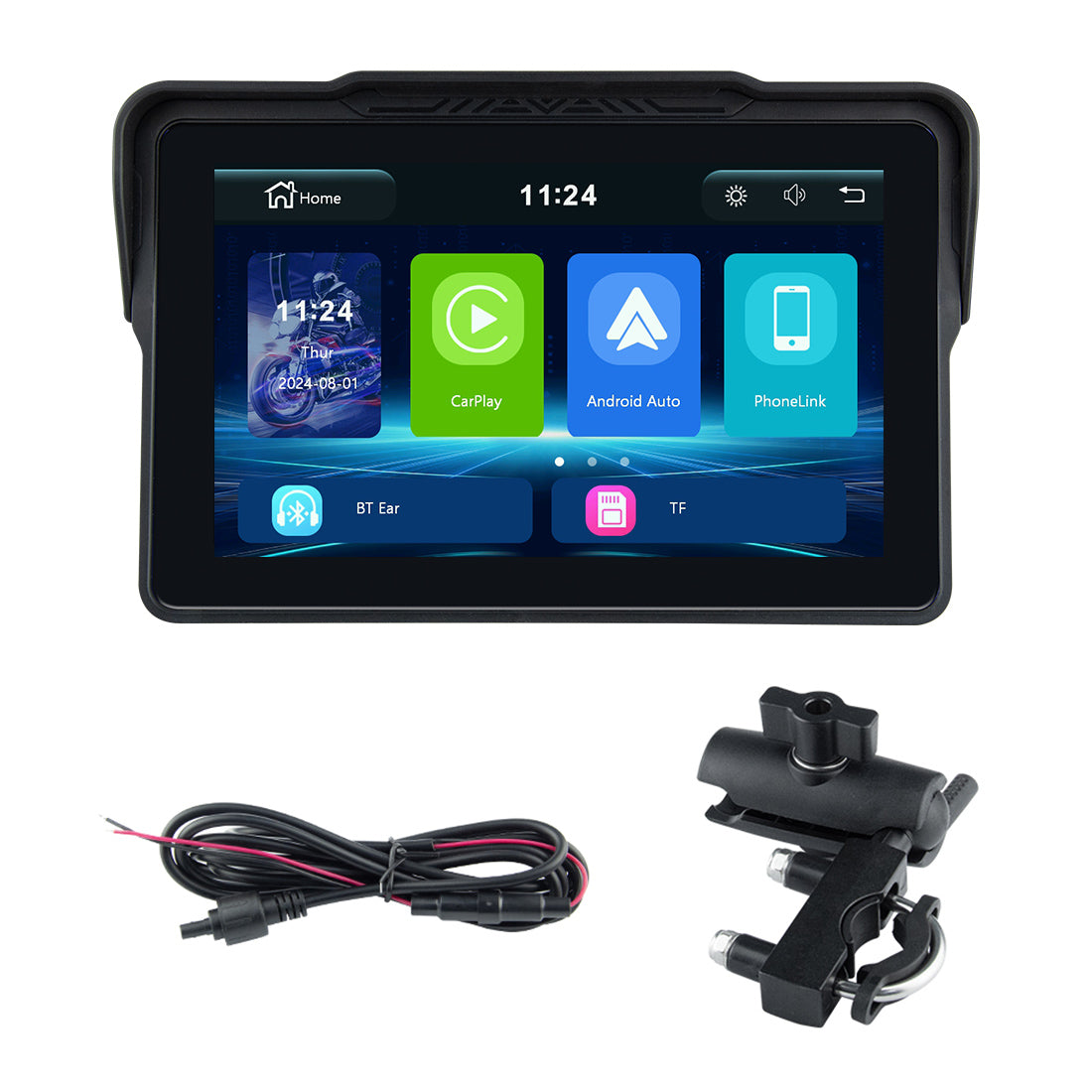 Linkifun™ MT4 7" Motorcycle Navigation Screen with Wireless CarPlay, Android Auto, Screen Mirroring (Optional DVR & TPMS)