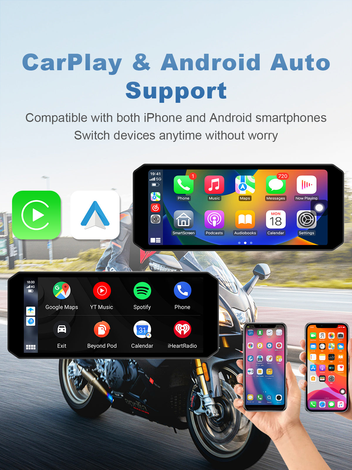 Linkifun™ MT7 Motorcycle Dash Cam with 6.86