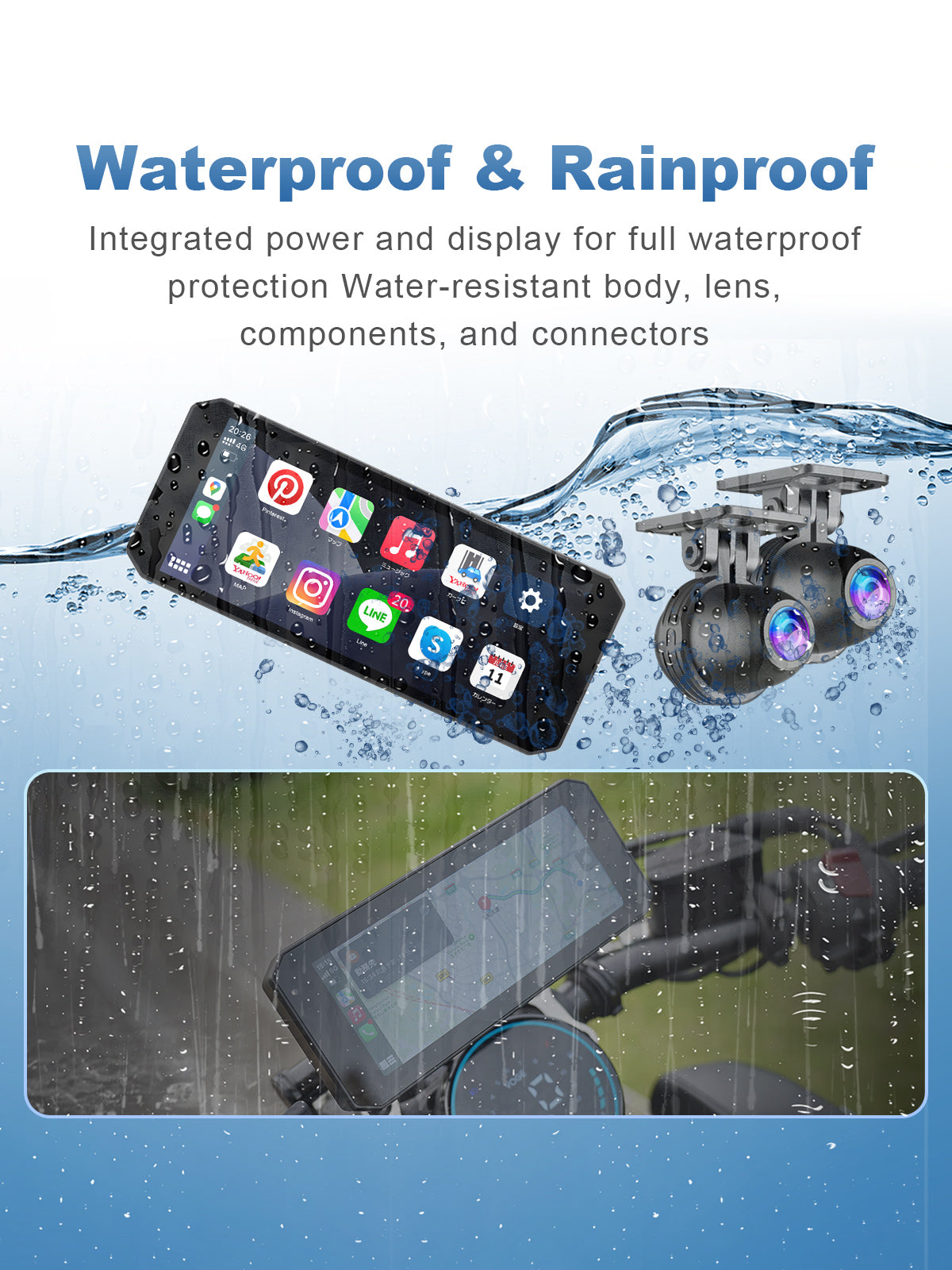 Linkifun MT7C motorcycle dash cam with IP67 waterproof, dustproof, and shock-resistant construction for reliable performance in tough riding conditions