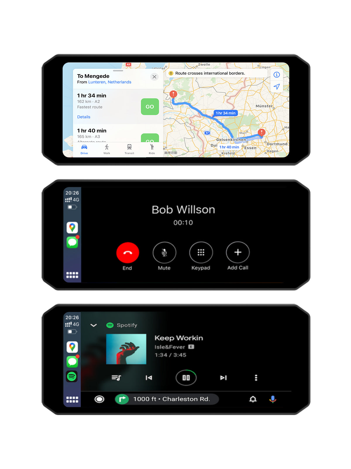 Linkifun MT7C motorcycle dash cam with real-time navigation, music streaming, and hands-free calling on 6.86-inch display