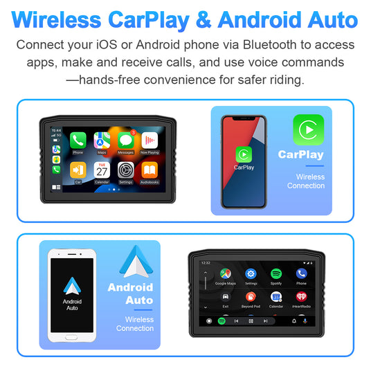MT8 Motorcycle Navigation Screen with Wireless CarPlay and Android Auto for hands-free riding