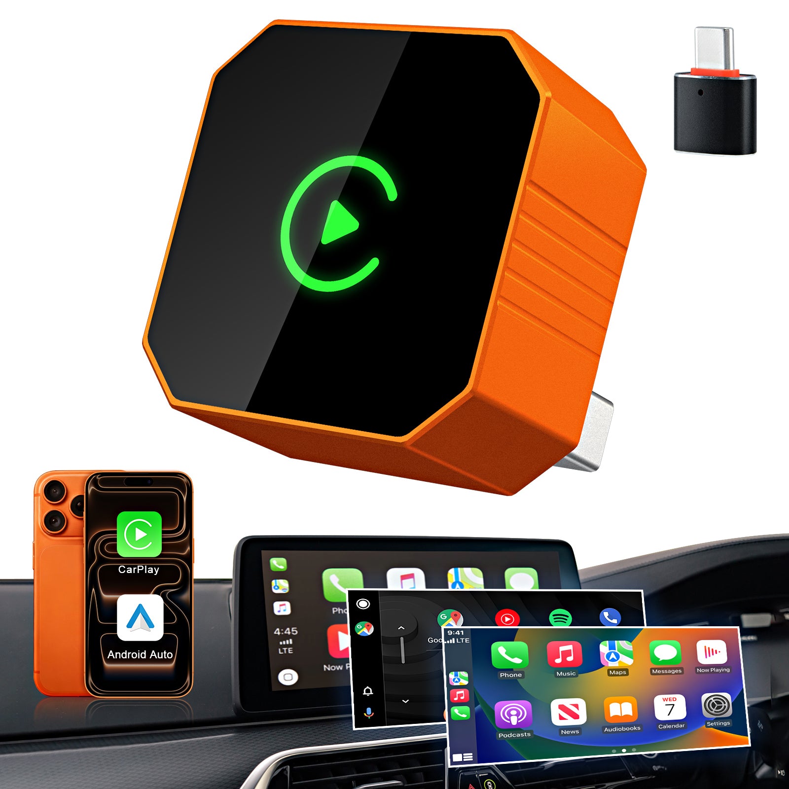 Linkifun™ RGB GO Wireless CarPlay & Android Auto Adapter