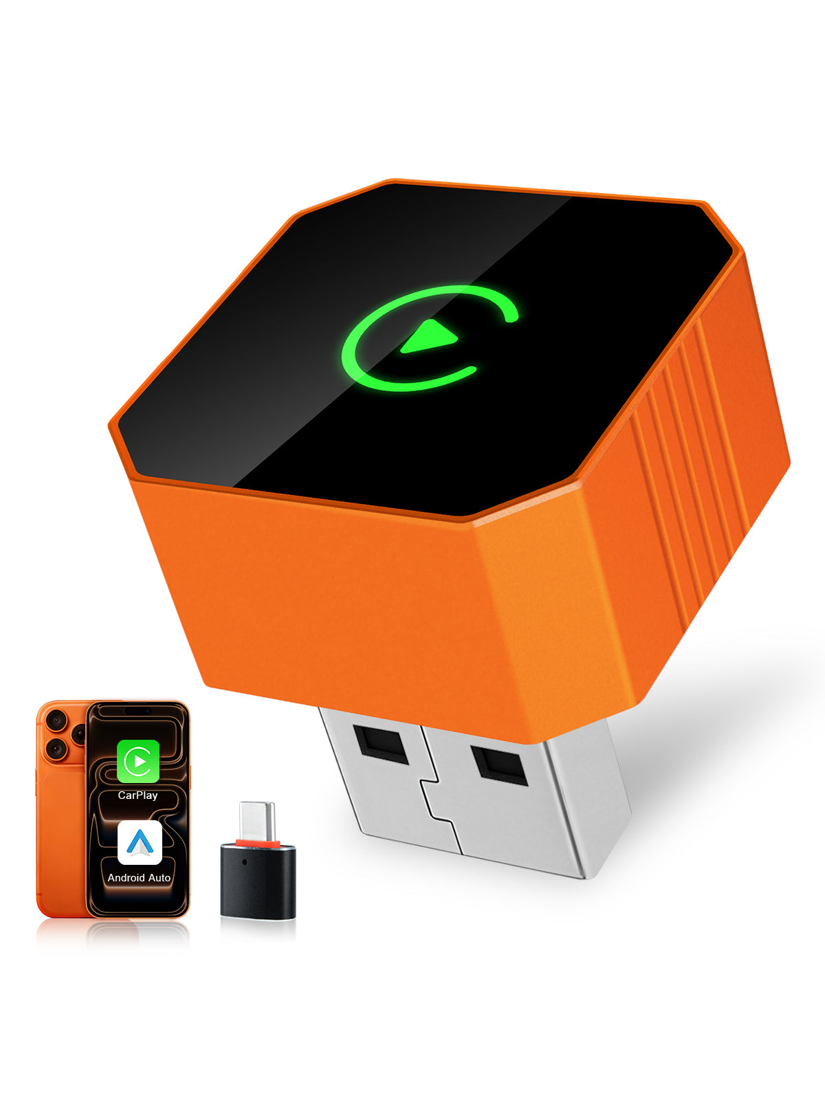 Linkifun™ RGB Mini Wireless Carplay/Android Auto Adapter with Ambient Lighting