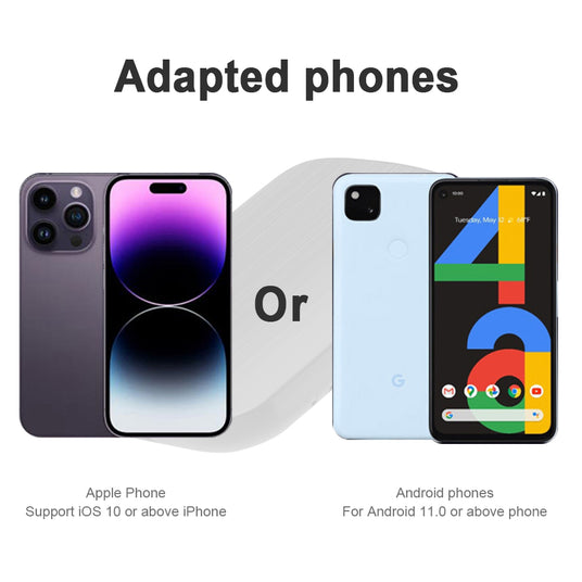 Wireless Carplay and Android Auto adapter showing compatibility with both iOS and Android smartphones for versatile in-car use.