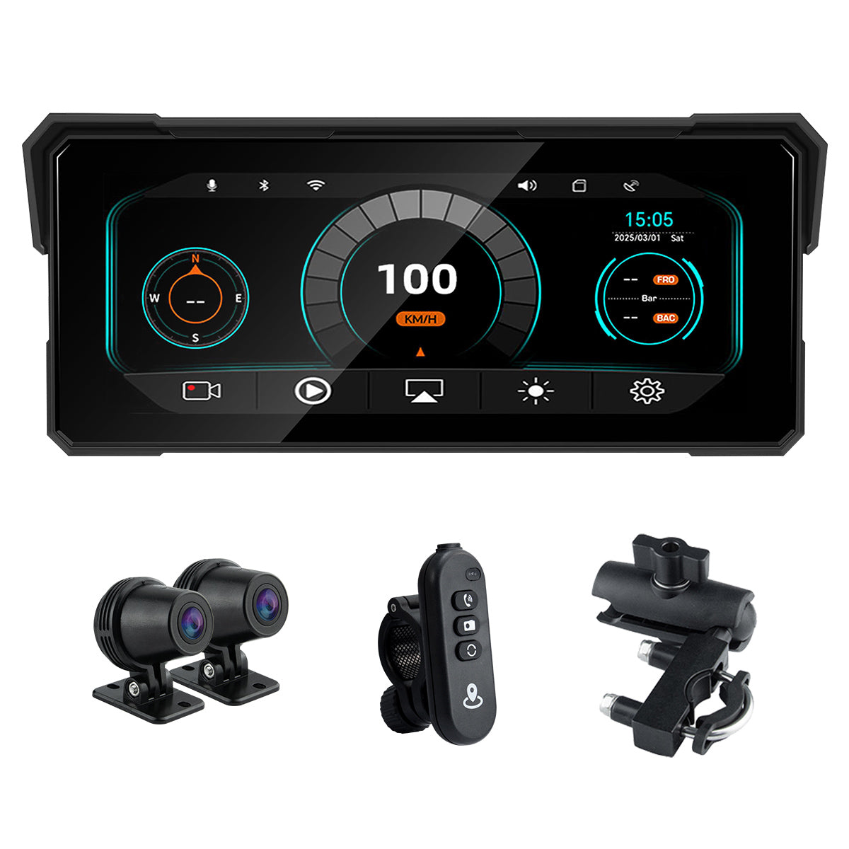 Linkifun™ MT81 8.1" Motorcycle CarPlay Navigation Screen with Wireless Android Auto, Screen Mirroring, Optional TPMS & DVR