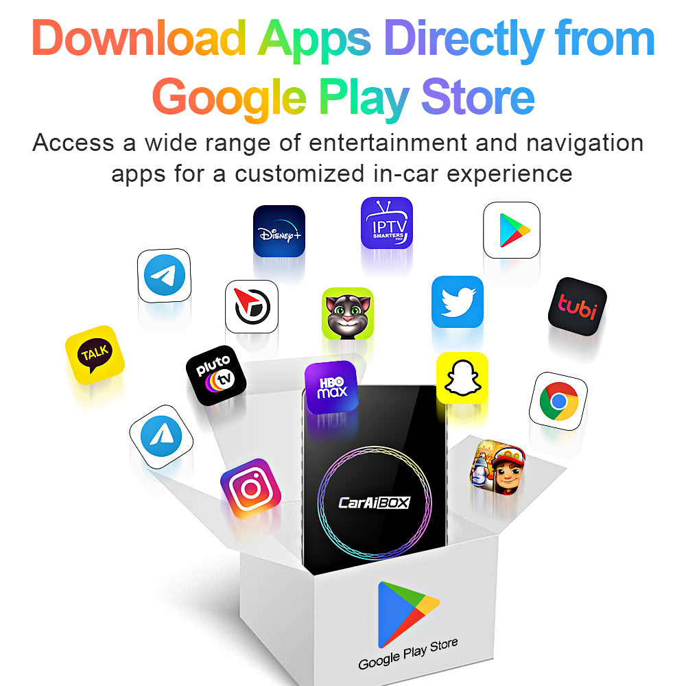 Linkifun C2 RGB supports app downloads from Google Play Store, including Spotify, YouTube, Netflix, Google Maps, and more for in-car entertainment.