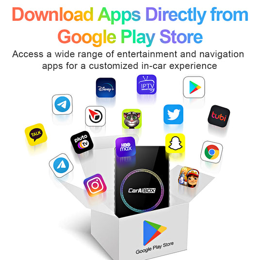 Linkifun C2 RGB supports app downloads from Google Play Store, including Spotify, YouTube, Netflix, Google Maps, and more for in-car entertainment.