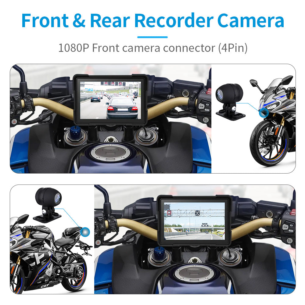 Linkifun™ SP8505 5" IP67 Waterproof Motorcycle Smart Screen, GPS Navigation with Wireless Apple Carplay, Android Auto