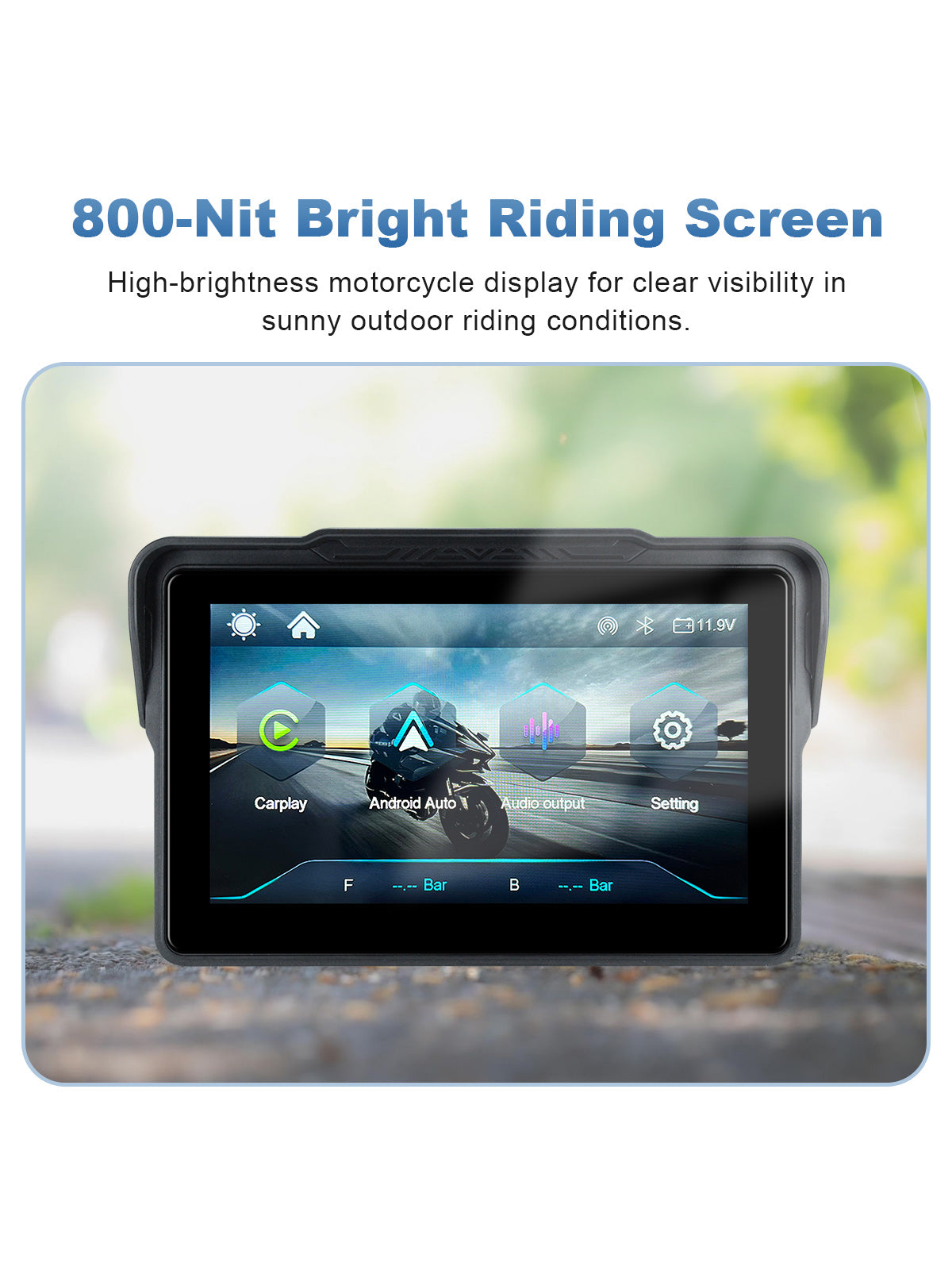 Linkifun MT7A 7 inch motorcycle navigation screen with 800 nit bright display for sunlight-readable riding visibility