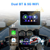 Linkifun MT1A motorcycle screen with Bluetooth 5.0 support for helmet headset audio via smartphone during CarPlay or Android Auto use
