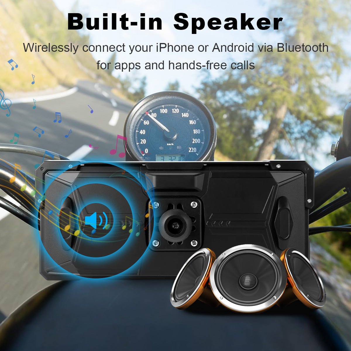 Linkifun™ MT81 8.1" Motorcycle CarPlay Navigation Screen with Wireless Android Auto, Screen Mirroring, Optional TPMS & DVR