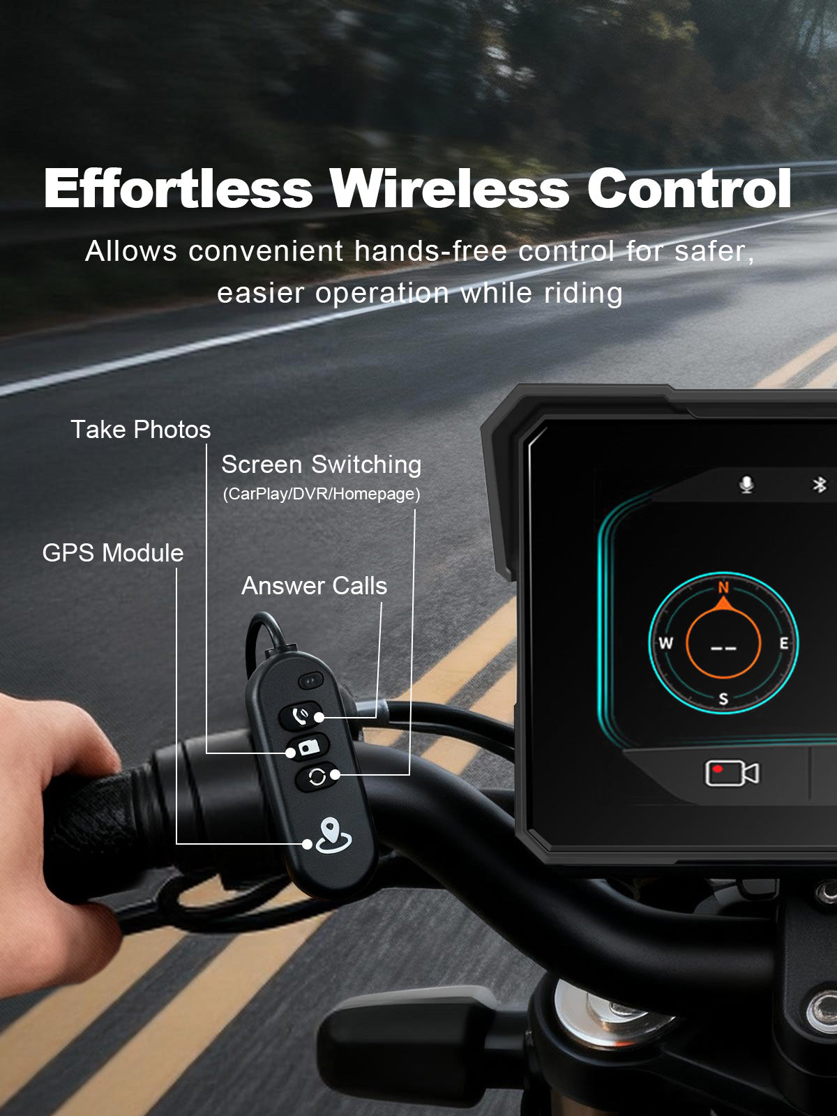 Linkifun MT81 motorcycle navigation screen with effortless wireless control for safer and easier riding operation