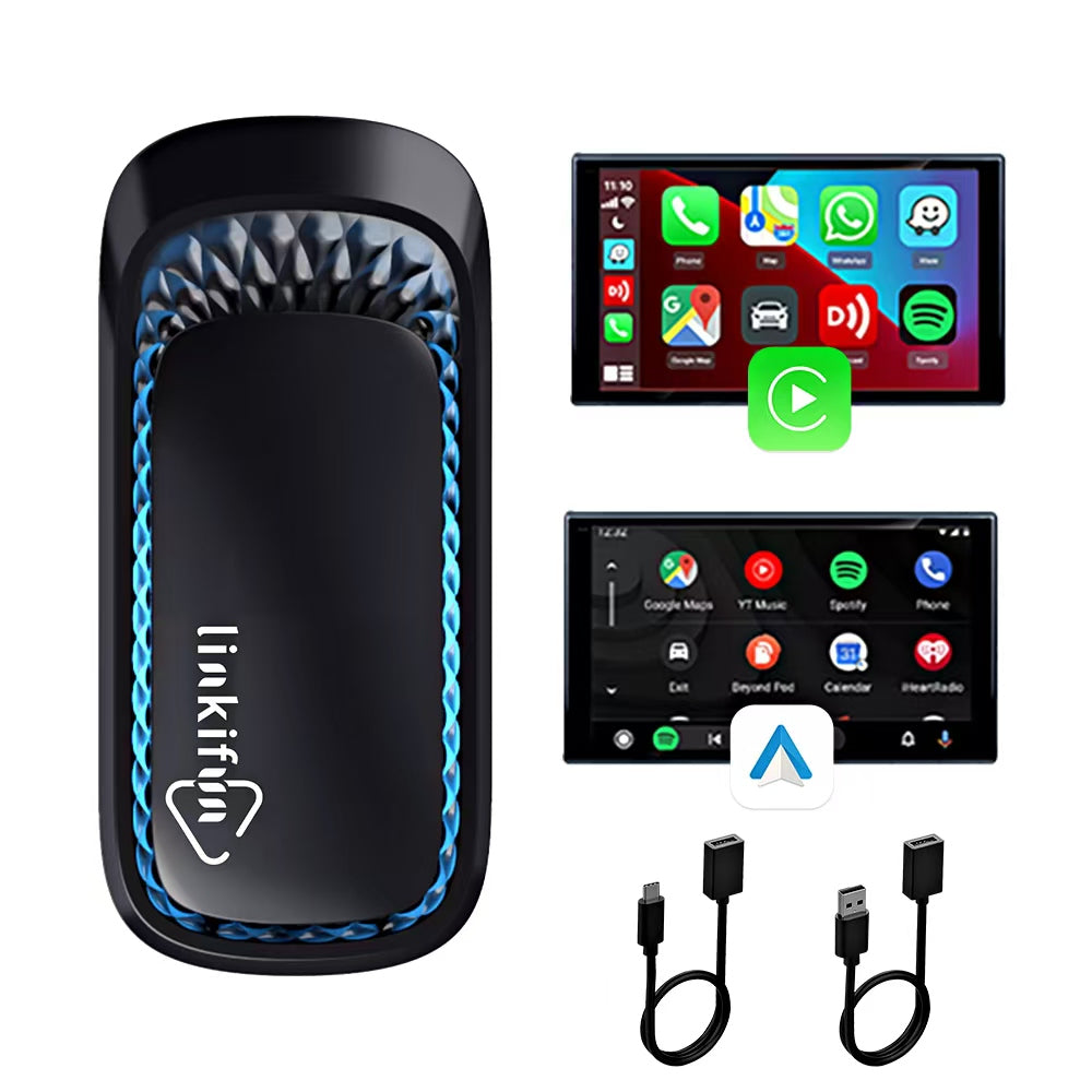 Linkifun™ RGB Mini Wireless Carplay/Android Auto Adapter with Ambient Lighting